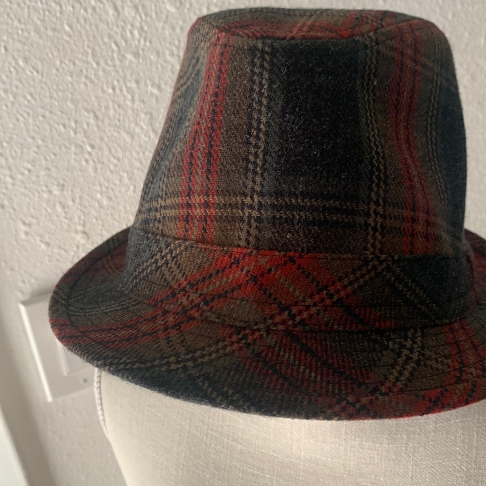 Wool Fendora plaid hat short brim